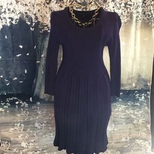 🍑👜New Deep Purple Pleated Sweater Dress